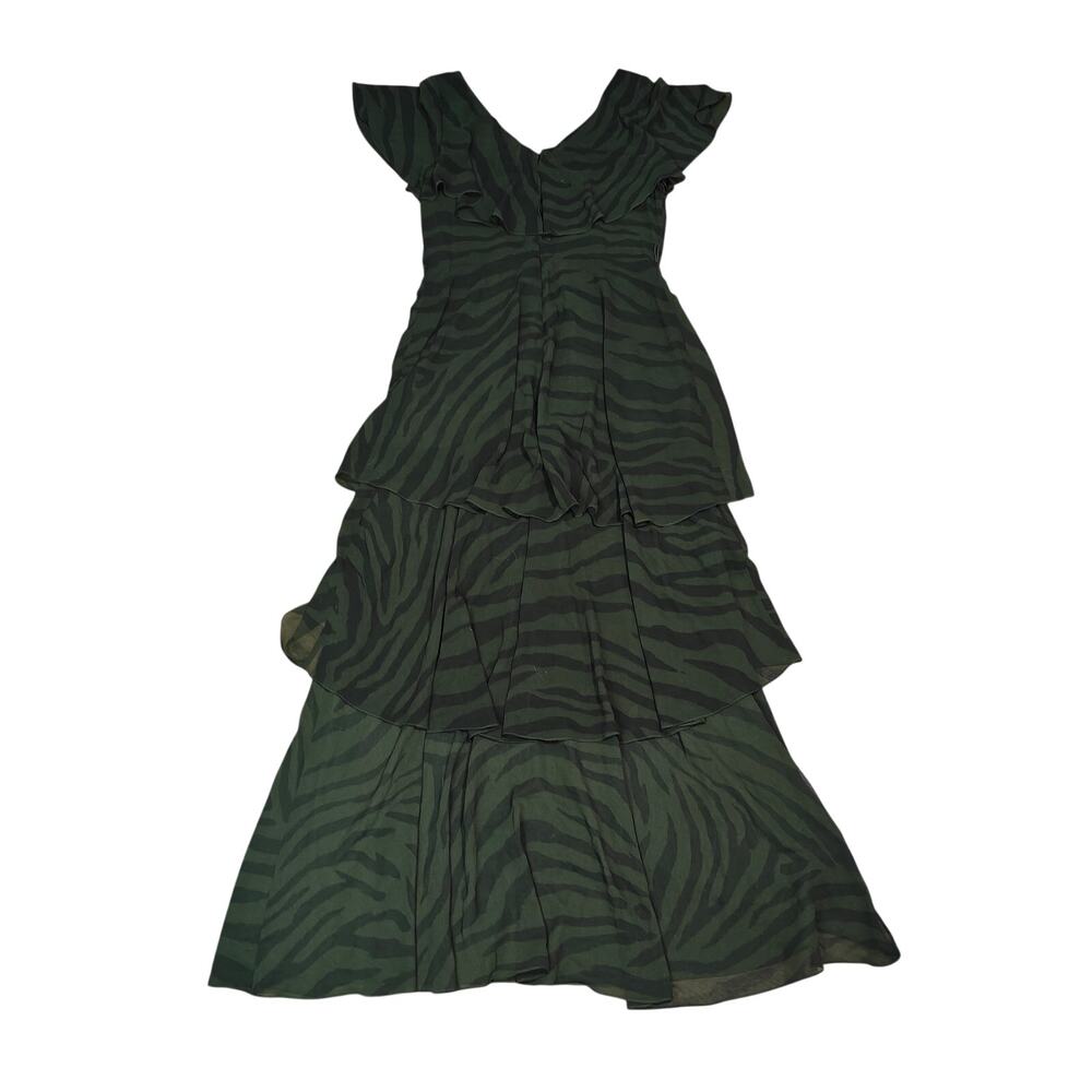 Ralph Lauren Green Zebra Print Chiffon Gown Womens 12 - Picture 2 of 5